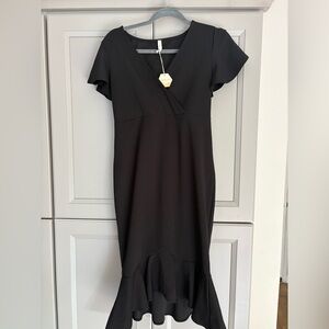 NWT Pink Blush Ruffled Black Maternity Dress
